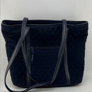 Vera Bradley Quilted Navy Tote Bag with Dual Shoulder Straps